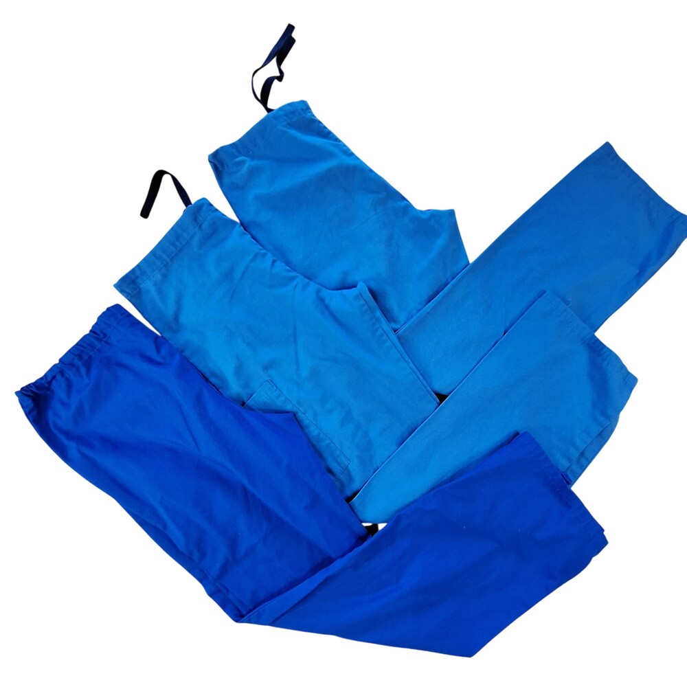Nurse Scrub pants Womens Small Blue Lot 3 Drawstring Workwear